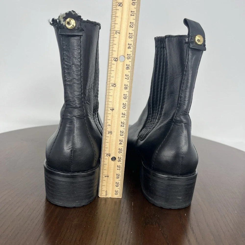Michael Kors Ankle Boots Women's 6.5M Black Leather Booties Chelsea pull Up Moto